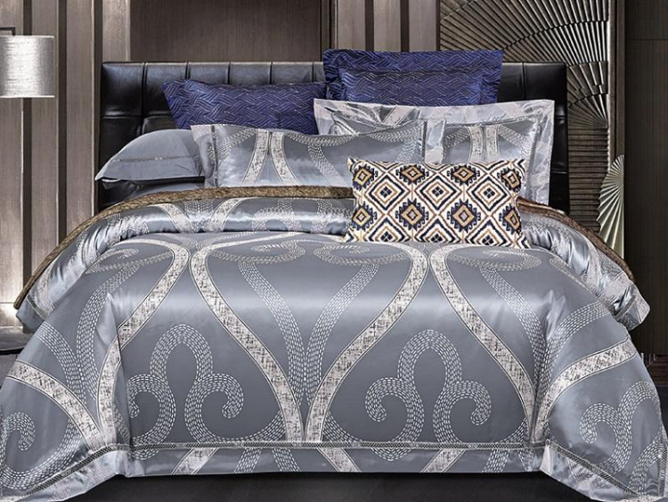 Постельное белье из жаккарда с оборкой KARVEN N005-629 50х70 (2шт), 70х70 (2шт) семейное