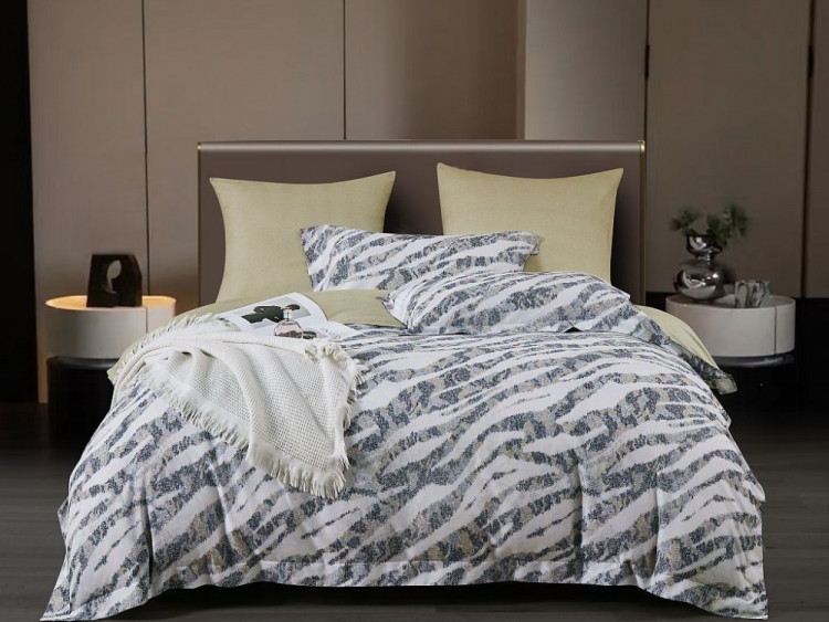 Постельное белье фланелевое из тенсела ASABELLA Зебра 50х70 (2шт), 70х70 (2шт) евро