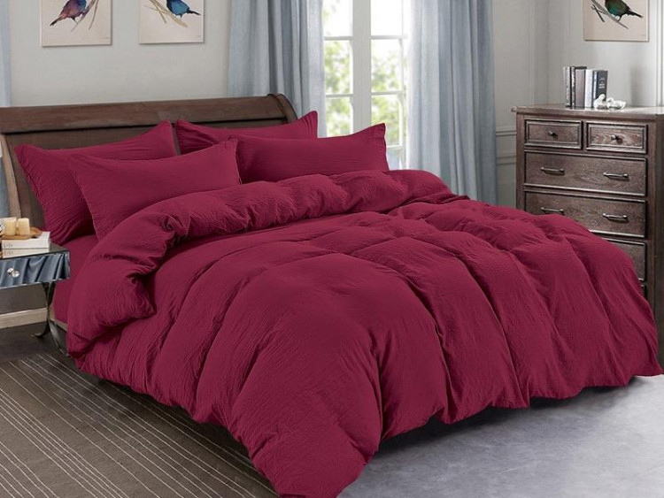 Постельное белье из жатого микросатина АЛЬВИТЕК FLUPPY SLEEP-036 бордовое 50х70 (2шт), 70х70 (2шт) евро