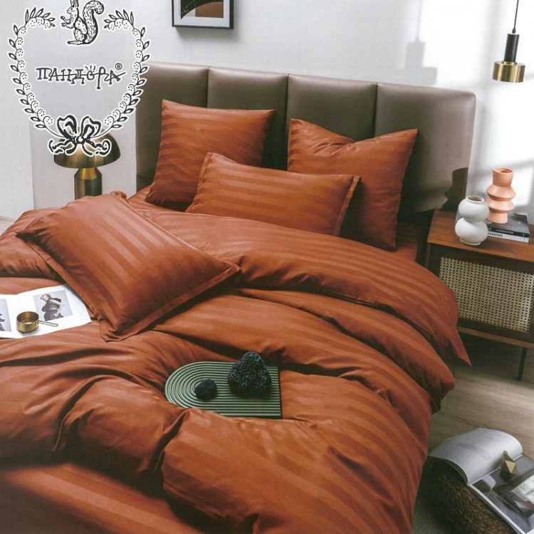 Постельное белье из страйп-сатина ПАНДОРА бронза 1,5-спальное