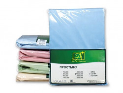 Простыня из сатина АЛЬВИТЕК голубая 180х214
