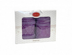Набор полотенец махровых хлопковых KARVEN HS1697 PINK DAMAKS V8 лиловый 50х90 (1шт), 70х140 (1шт)