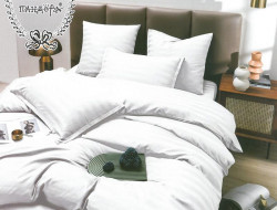 Постельное белье из страйп-сатина ПАНДОРА белое евро