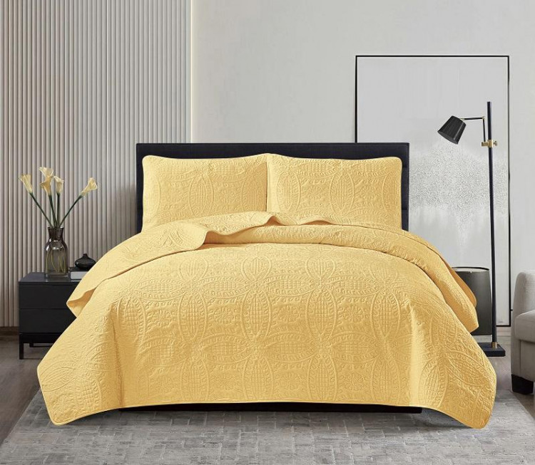 Покрывало тонкое велюровое TANGO CASABLANCA светло-желтое 180х240