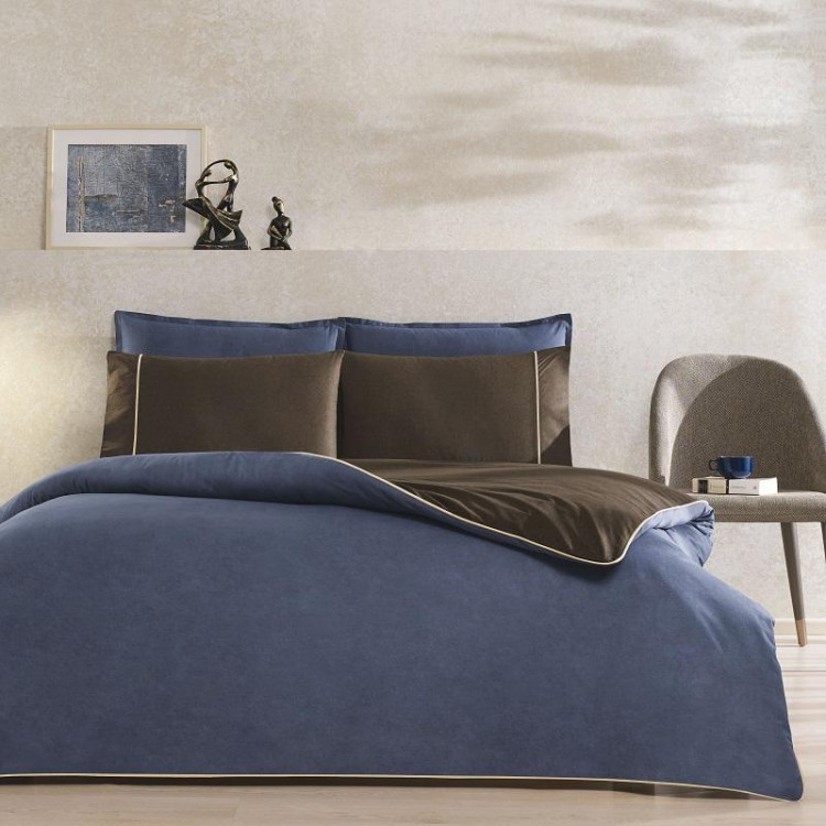 Постельное белье из ранфорса TAC RANFORCE RIVEN темно-синее евро