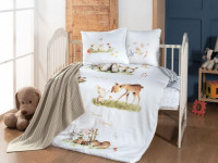 Постельное белье для малышей из сатина с пледом KARVEN 3D DIGITAL D040 NOVA