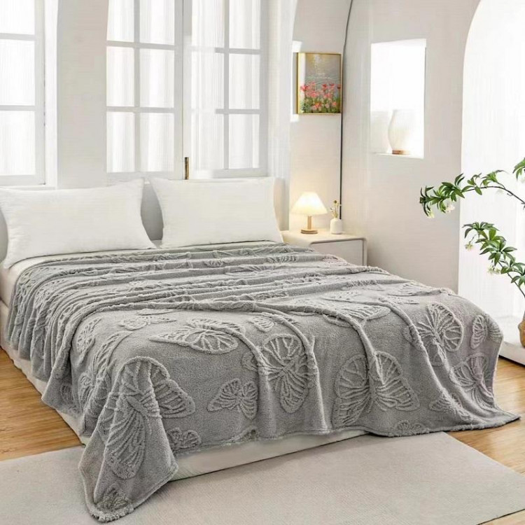 Плед из микрофибры TANGO БАБОЧКИ светло-серый 150х200