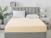 Простыня на резинке сатиновая TANGO Soho светло-бежевая 160х200х30