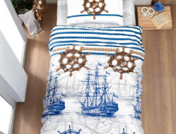 Постельное белье подростковое из ранфорса KARVEN YOUNG STYLE N022/1 MARINA BLUE V-1 50х70 (1шт), 70х70 (1шт)