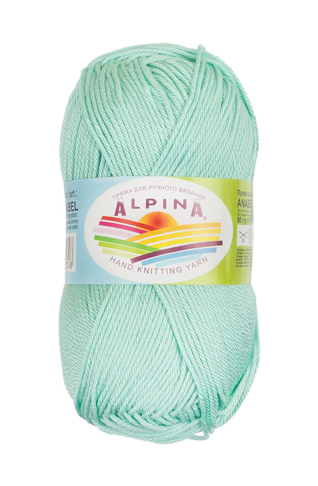 Пряжа ALPINA ANABEL №137 светло-бирюзовая 100% мерсеризованный хлопок 10 шт х 50 гр, 120 м +/- 6 м