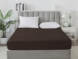 Простыня на резинке сатиновая TANGO Soho темно-коричневая 160х200х30