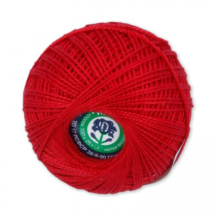 Пряжа СПБ ИРИС №0906 красный мак 100% мерсеризованный хлопок 20 шт х 25 гр, 150 м