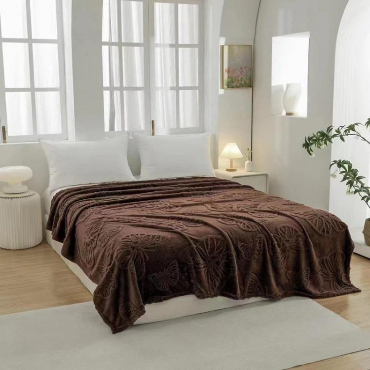 Плед из микрофибры TANGO БАБОЧКИ коричневый 150х200