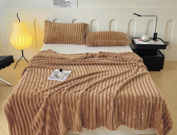 Плед фланелевый CRISTELLE STRIPE PREMIUM коричневый 150х200