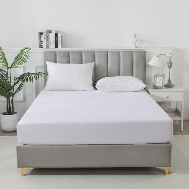 Простыня на резинке сатиновая TANGO Soho белая 160х200х30