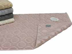 Коврик для ног махровый хлопковый KARVEN KV434 TILE pembe 50х80