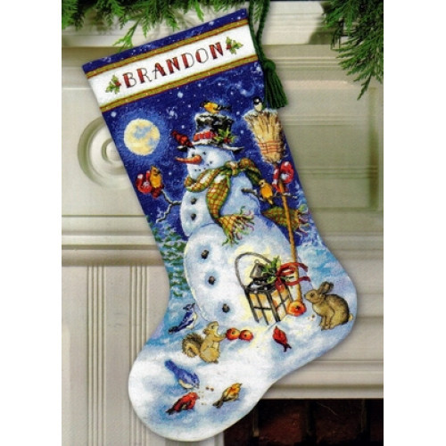 Набор для вышивания DIMENSIONS 70-08839 Сапожок, Снеговик и друзья 41 см