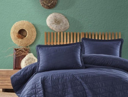 Покрывало из ранфорса KARVEN Y919 LORNA V2 LACIVERT 180х240 с наволочкой 50х70