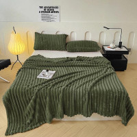 Плед фланелевый CRISTELLE STRIPE PREMIUM зеленый 150х200