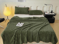 Плед фланелевый CRISTELLE STRIPE PREMIUM зеленый 150х200