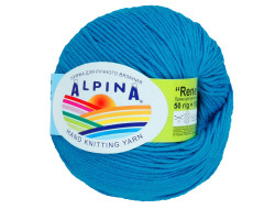 Пряжа ALPINA RENE №3844 темно-голубая 100% мерсеризованный хлопок 10 шт х 50 гр, 105 м +/- 5 м