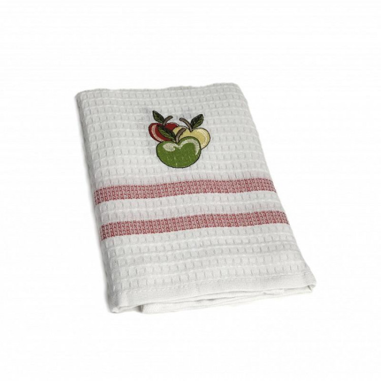 Набор кухонных полотенец вафельных хлопковых KARVEN HM779 ЯБЛОКИ V7 красный 50х75 (12шт)