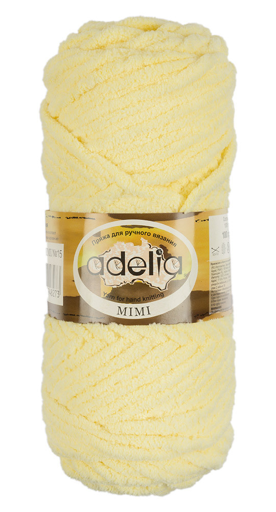 Пряжа ADELIA MIMI №15 бледно-желтая 100% полиэстер, 5 шт х 100 гр, 80 м +/- 4 м