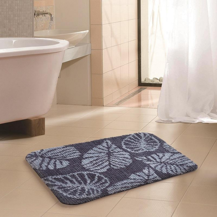 Коврик из микрофибры TANGO RAINBOW ЛИСТЬЯ серый 40х60