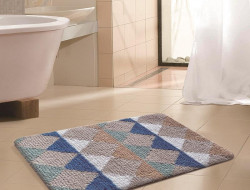 Коврик из микрофибры TANGO RAINBOW ГЕОМЕТРИЯ бежево-синий 40х60