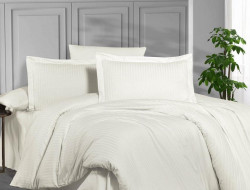 Постельное белье из страйп сатина KARVEN N164-SS-015 KREM кремовый 50х70 (2шт), 70х70 (2шт) семейное