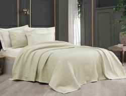 Покрывало тонкое из хлопка SAREV Y862 BELIS V6 YESIL 170х230 с наволочкой 50х70