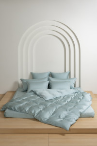 Постельное белье с простыней на резинке 180х200 GERMAN GRASS SEA WAVE BRILLIANT GRASS 70х70 (2шт) семейное