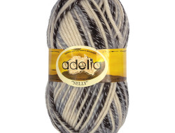 Пряжа ADELIA NELLY №03 белая (натуральная)-серая-темно-серая 70% шерсть, 30% акрил, 5 шт х 100 гр, 100 м +/- 5 м