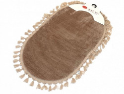 Набор ковриков для ванной мех с бахромой KARVEN KV413 POST DOKUMA OVAL SACAKLI коричневый 50х60 (1шт), 60х100 (1шт)