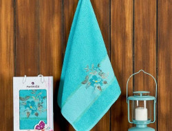 Полотенце махровое FLOWER бирюзовое 50х90 в коробке