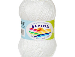 Пряжа ALPINA SATI №001 белая 100% мерсеризованный хлопок 10 шт х 50 гр, 170 м +/- 10 м