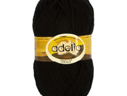 Пряжа ADELIA NELLY №02 черная 70% шерсть, 30% акрил, 5 шт х 100 гр, 100 м +/- 5 м
