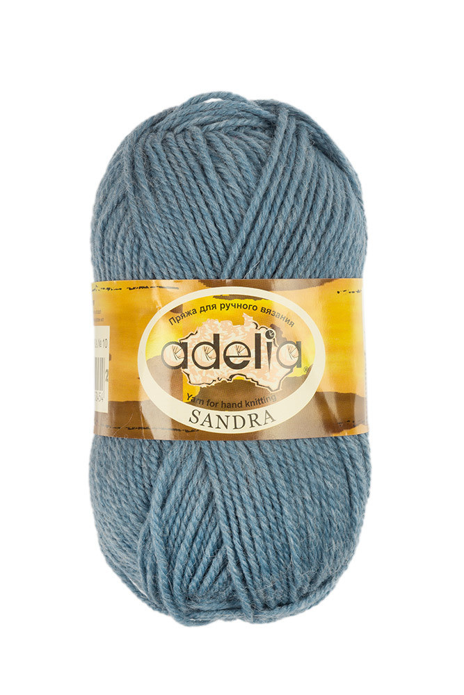 Пряжа ADELIA SANDRA №10 серо-голубая 50% шерсть, 50% акрил, 10 шт х 50 гр, 90 м +/- 4 м