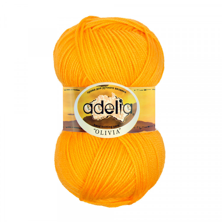 Пряжа ADELIA OLIVIA №03 желтая 40% шерсть, 60% акрил, 5 шт х 100 гр, 250 м +/- 10 м