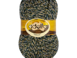 Пряжа ADELIA NELLY №13 хаки-темно-синяя (меланж) 70% шерсть, 30% акрил, 5 шт х 100 гр, 100 м +/- 5 м