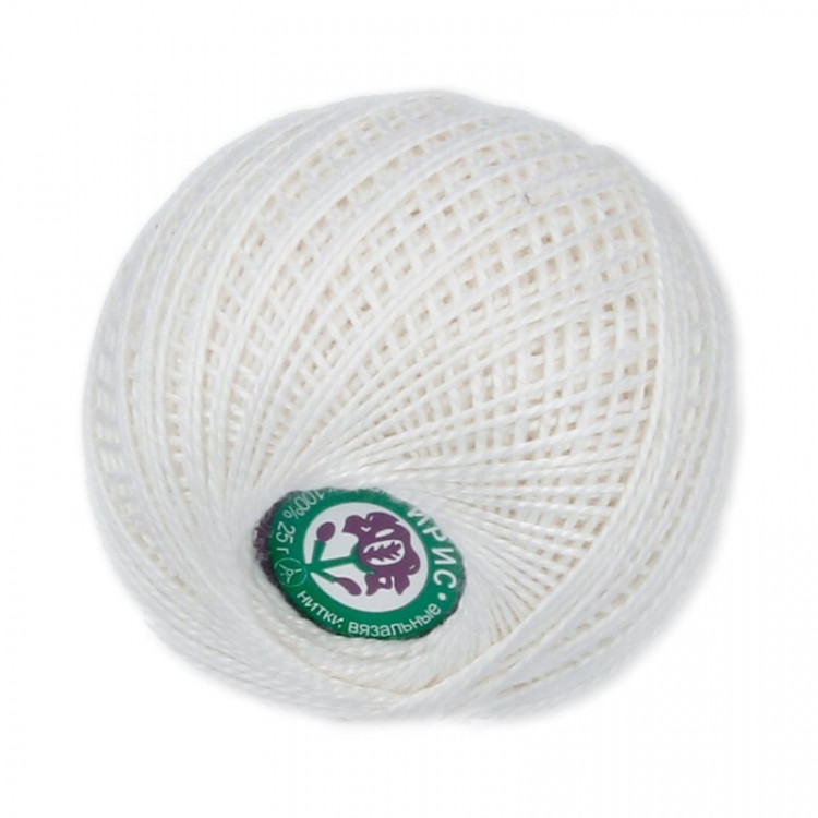 Пряжа СПБ ИРИС №0102 молочная 100% мерсеризованный хлопок 20 шт х 25 гр, 150 м