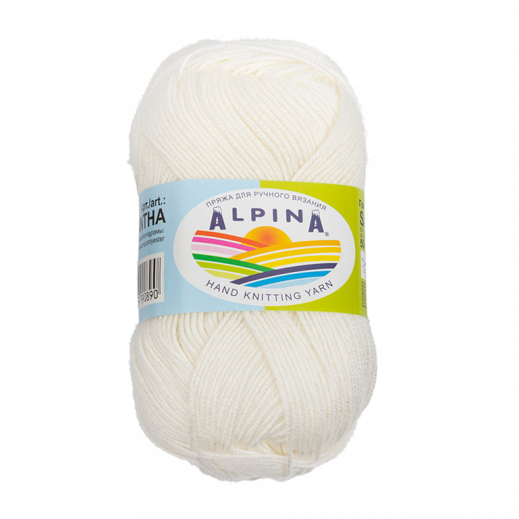 Пряжа ALPINA SAMANTHA №02 молочная 75% вискоза, 25% полиэстер 10 шт х 50 гр, 160 м +/- 10 м