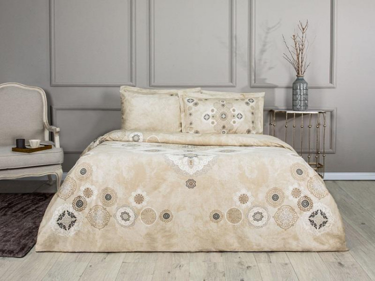 Постельное белье из люкс-сатина DELUX DIONE кофе евро