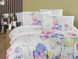 Постельное белье из страйп сатина с цветным принтом KARVEN N250-SB010 50х70 (2шт), 70х70 (2шт) евро