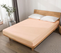 Простыня на резинке из сатина SAILID Q4-200 персиковая 200х200х25