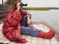 Дорожный плед-пончо пуховый GERMAN GRASS Travel Cape Plaid Grass Marsala 130х170