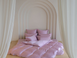 Постельное белье с простыней на резинке 180х200 GERMAN GRASS LILAC BRILLIANT GRASS 50х70 (2шт), 70х70 (2шт) семейное