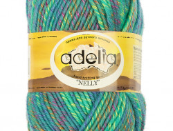 Пряжа ADELIA NELLY №10 зеленая-светло-синяя 70% шерсть, 30% акрил, 5 шт х 100 гр, 100 м +/- 5 м