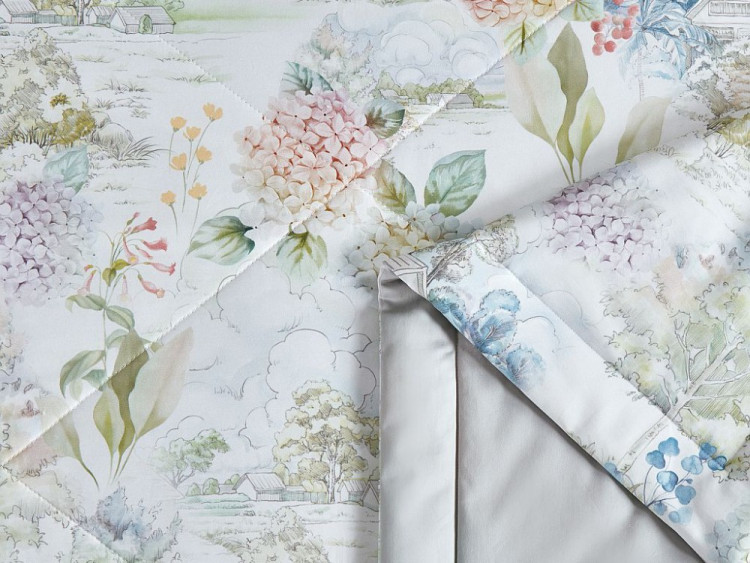 Постельное белье из египетского хлопка Premium с двумя летними одеялами ASABELLA Акварель 50х70 (2шт) семейное