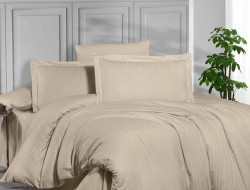 Постельное белье из страйп сатина KARVEN N162-SS-012 SAMPANYA бежевое 50х70 (1шт), 70х70 (1шт) 1,5-спальное